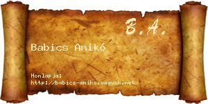 Babics Anikó névjegykártya