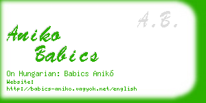 aniko babics business card